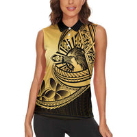 Philippines Eagle Sun Women Sleeveless Polo Shirt Filipino Agila Polynesian Tattoo Gold Color