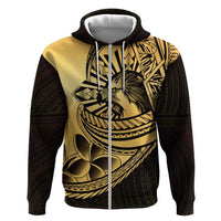 Philippines Eagle Sun Zip Hoodie Filipino Agila Polynesian Tattoo Gold Color LT14 Zip Hoodie Gold - Polynesian Pride