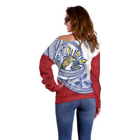 Philippines Eagle Sun Off Shoulder Sweater Filipino Agila Polynesian Tattoo Flag Color LT14 - Polynesian Pride