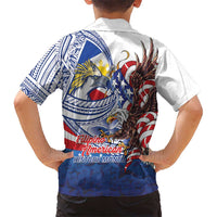 Filipino American History Month Family Matching Short Sleeve Bodycon Dress and Hawaiian Shirt Philippines Agila USA Eagle Mix Flag LT14 - Polynesian Pride