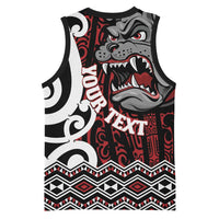 Personalised Aotearoa Bulldog Basketball Jersey New Zealand Maori Taniko Art - Polynesian Pride