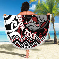 Personalised Aotearoa Bulldog Beach Blanket New Zealand Maori Taniko Art