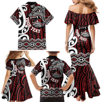 Personalised Aotearoa Bulldog Family Matching Mermaid Dress and Hawaiian Shirt New Zealand Maori Taniko Art