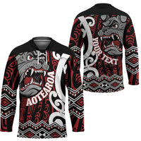 Personalised Aotearoa Bulldog Hockey Jersey New Zealand Maori Taniko Art - Polynesian Pride