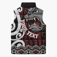 Personalised Aotearoa Bulldog Sleeveless Puffer Jacket New Zealand Maori Taniko Art - Polynesian Pride