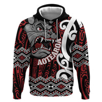 Personalised Aotearoa Bulldog Zip Hoodie New Zealand Maori Taniko Art