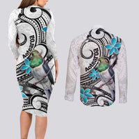 Aotearoa Te Ika-a-Maui Couples Matching Long Sleeve Bodycon Dress and Long Sleeve Button Shirt South Island Kekeru Maori Koru