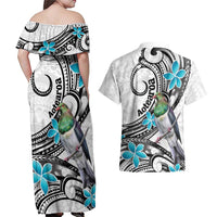 Aotearoa Te Ika-a-Maui Couples Matching Off Shoulder Maxi Dress and Hawaiian Shirt South Island Kekeru Maori Koru