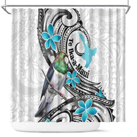 Aotearoa Te Ika-a-Maui Shower Curtain South Island Kekeru Maori Koru LT14 White - Polynesian Pride