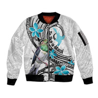 Aotearoa Te Ika-a-Maui Sleeve Zip Bomber Jacket South Island Kekeru Maori Koru LT14 Unisex White - Polynesian Pride