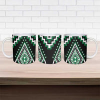 Green New Zealand Taniko Poutama Patikitiki Ceramic Mug - Polynesian Pride