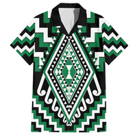 Green Aotearoa Taniko Poutama Patikitiki Family Matching Puletasi and Hawaiian Shirt