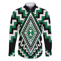 Green Aotearoa Taniko Poutama Patikitiki Family Matching Summer Maxi Dress and Hawaiian Shirt