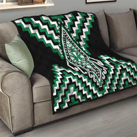 Green Aotearoa Taniko Poutama Patikitiki Quilt