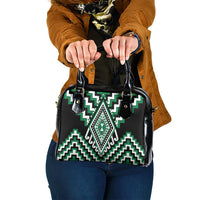 Green Aotearoa Taniko Poutama Patikitiki Shoulder Handbag LT14 One Size Green - Polynesian Pride