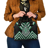 Green Aotearoa Taniko Poutama Patikitiki Shoulder Handbag LT14 - Polynesian Pride