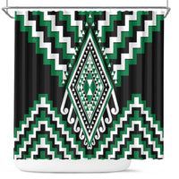 Green Aotearoa Taniko Poutama Patikitiki Shower Curtain LT14 Green - Polynesian Pride