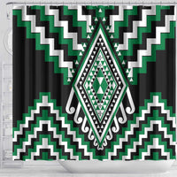 Green Aotearoa Taniko Poutama Patikitiki Shower Curtain LT14 - Polynesian Pride