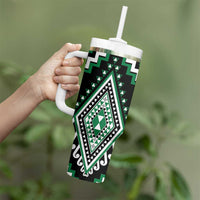 Green Aotearoa Taniko Poutama Patikitiki Tumbler With Handle