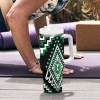 Green Aotearoa Taniko Poutama Patikitiki Tumbler With Handle