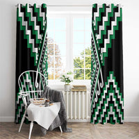 Green Aotearoa Taniko Poutama Patikitiki Window Curtain