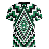 Green Aotearoa Taniko Poutama Patikitiki Women V-Neck T-Shirt