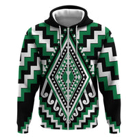 Green Aotearoa Taniko Poutama Patikitiki Zip Hoodie LT14 Zip Hoodie Green - Polynesian Pride