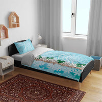 Cook Islands Tiare Maori With Conch Shell Bedding Set Pasifika Fest Polynesian Tattoo Turquoise