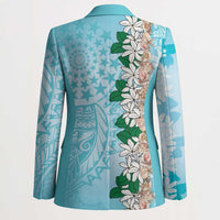 Cook Islands Tiare Maori With Conch Shell Blazer Pasifika Fest Polynesian Tattoo Turquoise
