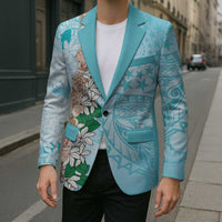 Cook Islands Tiare Maori With Conch Shell Blazer Pasifika Fest Polynesian Tattoo Turquoise