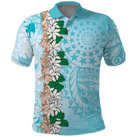 Cook Islands Tiare Maori With Conch Shell Polo Shirt Pasifika Fest Polynesian Tattoo Turquoise