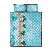 Cook Islands Tiare Maori With Conch Shell Quilt Bed Set Pasifika Fest Polynesian Tattoo Turquoise LT14 - Polynesian Pride