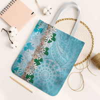 Cook Islands Tiare Maori With Conch Shell Tote Bag Pasifika Fest Polynesian Tattoo Turquoise