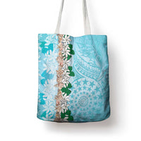 Cook Islands Tiare Maori With Conch Shell Tote Bag Pasifika Fest Polynesian Tattoo Turquoise