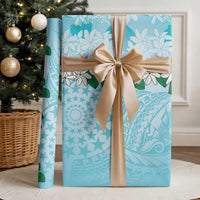 Cook Islands Tiare Maori With Conch Shell Wrapping Paper Pasifika Fest Polynesian Tattoo Turquoise LT14 - Polynesian Pride
