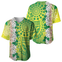 Cook Islands Tiare Maori With Conch Shell Baseball Jersey Pasifika Fest Polynesian Tattoo Green LT14 - Polynesian Pride