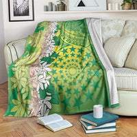 Cook Islands Tiare Maori With Conch Shell Blanket Pasifika Fest Polynesian Tattoo Green