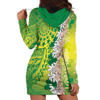 Cook Islands Tiare Maori With Conch Shell Hoodie Dress Pasifika Fest Polynesian Tattoo Green