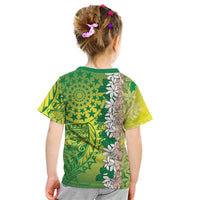 Cook Islands Tiare Maori With Conch Shell Kid T Shirt Pasifika Fest Polynesian Tattoo Green