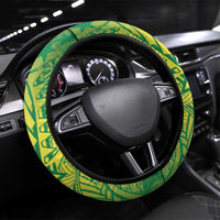 Cook Islands Tiare Maori With Conch Shell Steering Wheel Cover Pasifika Fest Polynesian Tattoo Green