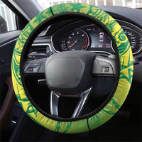 Cook Islands Tiare Maori With Conch Shell Steering Wheel Cover Pasifika Fest Polynesian Tattoo Green