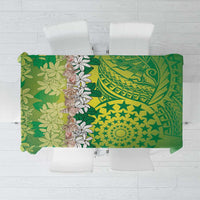 Cook Islands Tiare Maori With Conch Shell Tablecloth Pasifika Fest Polynesian Tattoo Green