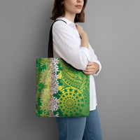 Cook Islands Tiare Maori With Conch Shell Tote Bag Pasifika Fest Polynesian Tattoo Green LT14 - Polynesian Pride