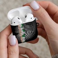 Cook Islands Tiare Maori With Conch Shell AirPods Case Pasifika Fest Polynesian Tattoo Black