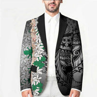 Cook Islands Tiare Maori With Conch Shell Blazer Pasifika Fest Polynesian Tattoo Black