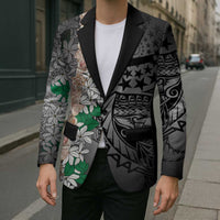 Cook Islands Tiare Maori With Conch Shell Blazer Pasifika Fest Polynesian Tattoo Black