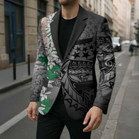 Cook Islands Tiare Maori With Conch Shell Blazer Pasifika Fest Polynesian Tattoo Black