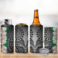 Cook Islands Tiare Maori With Conch Shell 4 in 1 Can Cooler Tumbler Pasifika Fest Polynesian Tattoo Black