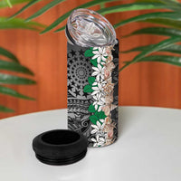 Cook Islands Tiare Maori With Conch Shell 4 in 1 Can Cooler Tumbler Pasifika Fest Polynesian Tattoo Black