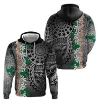 Cook Islands Tiare Maori With Conch Shell Hoodie Pasifika Fest Polynesian Tattoo Black LT14 - Polynesian Pride